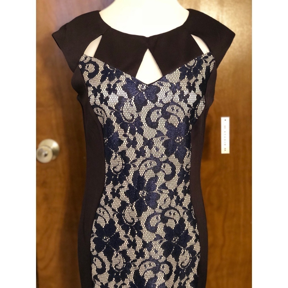 Nwt Navy Blue Floral Design Aa Studio Brand Size 8